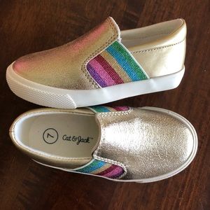 Cat & Jack Toddler Shoes Size 7 Gold/Rainbow 💛🌈✨